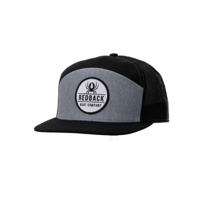 RDBHATC11 image(0) - Redback Boots USA Byron Bay 7 panel Snapback Black Grey