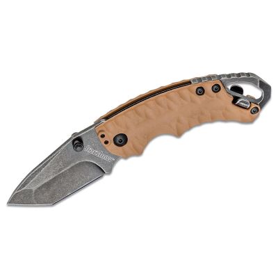 KER8750TTANBW image(0) - Kershaw Shuffle II Multifunction Manual Open Inset Liner Lock American Tanto Blade EDC Folding Pocket Knife with BlackWash Finish - Tan