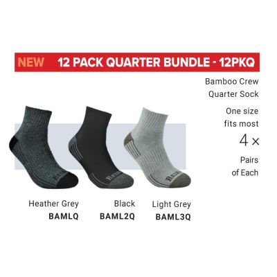 RDBRDB12PKQ image(0) - Redback Boots USA 12 pair Variety Quarter Sock Bundle