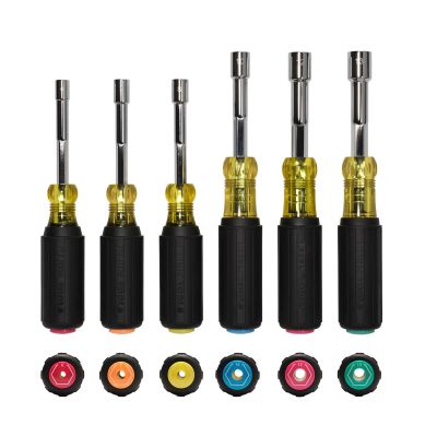 KLE65456MAGM image(0) - Klein Tools Metric Magnetic Color-Coded Hollow-Shaft Heavy-Duty Nut Driver Set, 6-Piece