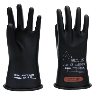 OBRRG-B-C0-R11-9 image(0) - Oberon Gloves - Rubber Electrical - Class 0 - Length: 11" -  Rolled Cuff - Size: Large - 9