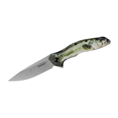 KER1845BASS image(0) - Kershaw Shoreline Assisted Open Liner Lock Drop Point Blade EDC Folding Pocket Knife- Bass