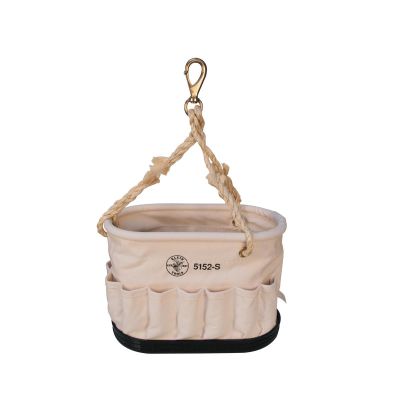 KLE5152S image(0) - Klein Tools Canvas Bucket, 41-Pocket Oval Bucket with Swivel Snap