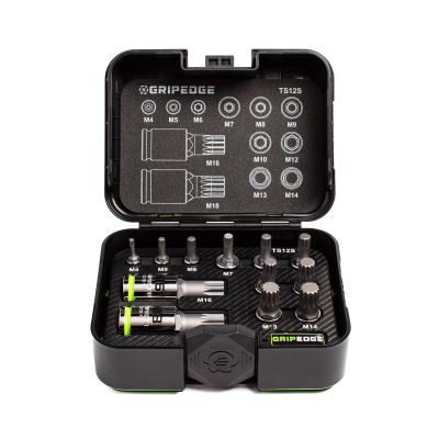 GETTS12S image(0) - Grip Edge Tools 12-PC RPT 1/4, 3/8 & 1/2" Drive Standard Triple Square Bit Socket Set