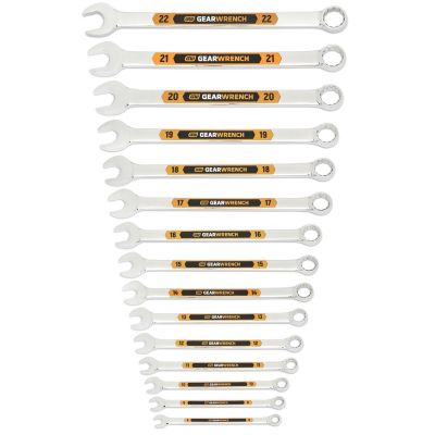 KDT81902H image(0) - GEARWRENCH 15 Piece 12 Point Metric Hi-Viz Long Pattern Combination Wrench Set