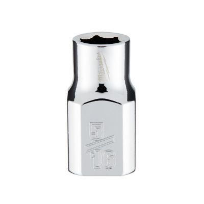MLW45-34-9061 image(1) - Milwaukee Tool 3/8" Drive 5/16" SAE 6-Point Socket with FOUR FLAT Sides, Vanadium Steel, Chrome