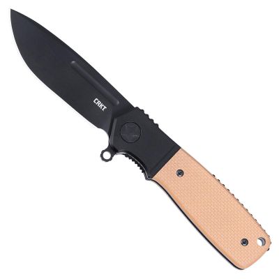 CRKK245BKP image(0) - CRKT (Columbia River Knife) Homefront Compact S35VN DLC Plain Blade Folding Knife with Liner Lock G10 w/Aluminum Bolster Handle - Brown