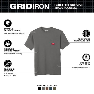 MLW605G-L image(1) - Milwaukee Tool GRIDIRON Pocket T-Shirt - Short Sleeve Gray L