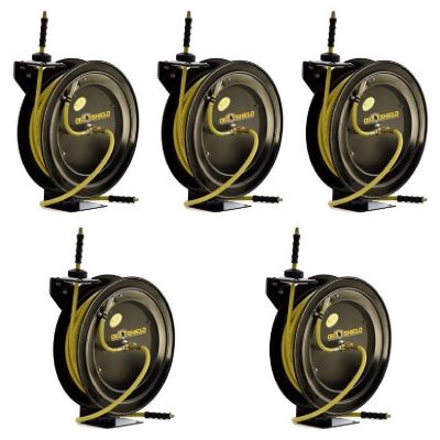 BLBOSR3875-PK5 image(0) - BluBird OilShield OSR3875  3/8 Inch Heavy Duty Steel 300 PSI Oil Resistant 75 Foot Retractable Air Hose Reel - 5 Pack