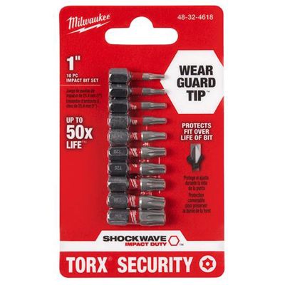 MLW48-32-4618 image(0) - Milwaukee Tool 10-Piece SHOCKWAVE Impact Torx&reg; Security Insert Bit Sets (3 Pack)