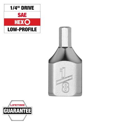 MLW45-34-1120 image(0) - Milwaukee Tool 1/4 Inch Drive 1/8 Inch Low-Profile Hex Bit Socket