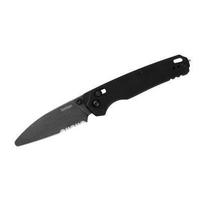 KER6110EMT image(0) - Kershaw Bel Air XL EMT Manual DuraLock Partially Serrated Sheepsfoot Blade EDC Folding Pocket Knife - Black