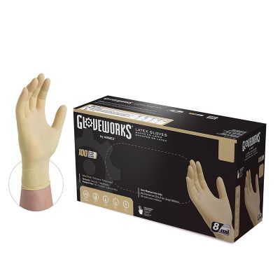 AMXILHD46100-CS image(0) - Gloveworks L HD P/F Textured Latex Gloves - Case