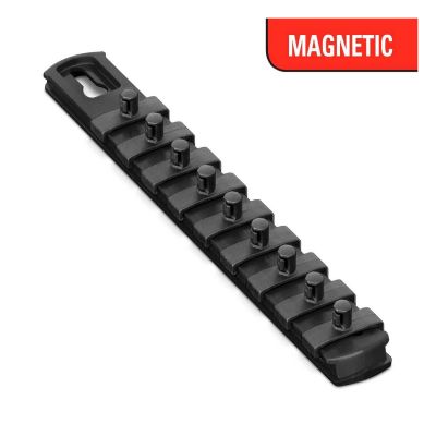 ERN8426M image(0) - Ernst Mfg. 8 Inch Magnetic Socket Organizer with 9 Socket Clips - 1/4 Inch - Black