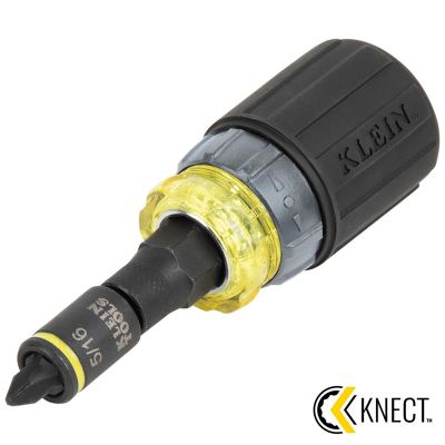 KLE32561HDRT image(0) - Klein Tools KNECT 7-in-1 Ratcheting Impact-Rated Stubby Screwdriver/Nut Driver