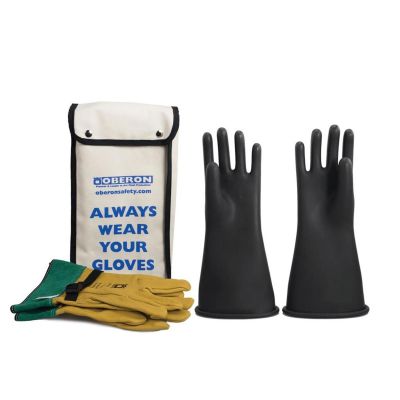 OBRGLVKT-BRC2-1411 image(0) - Oberon Glove Kit - Rubber Electrical - Class 2 - Length: 14" -  Rolled Cuff - Size: X-Large - 11