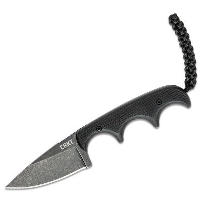 CRK2384K image(0) - CRKT (Columbia River Knife) Minimalist Drop Point 5Cr15MoV Stonewash Plain Blade Fixed Blade Knife with Sheath G10 Handle - Black