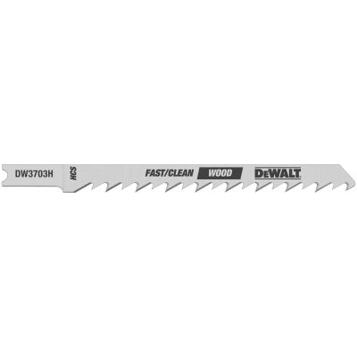 DWTDW3703H image(0) - DEWALT 4-Inch 6 Tpi Fast Clean Hcs U-Shank Cut Woodcutting Jig Saw Blade (5-Pack)