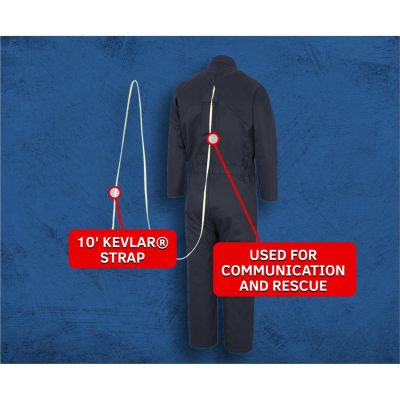 OBRBSA-OB59NB-ES-R2XL image(0) - OBERON Coveralls - Arc Flash & Inherently Flame Resistant - With Escape Strap - 12 Cal BSA - Color: Navy Blue - Size: 2XL