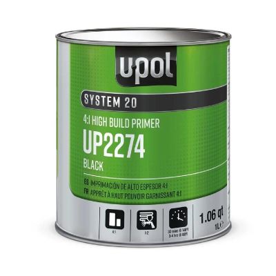 UPO2274 image(0) - U Pol Products 2274 SYSTEM 20 National Rule 4:1 High Build Primer - 1 Liter Tin - Black
