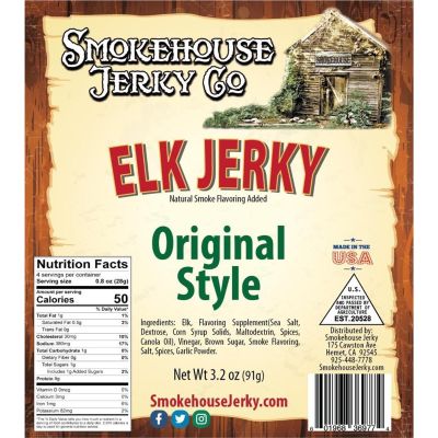 THS369774 image(0) - Tender Heifer Snack Co. Elk Original Style Exotic Jerky - 3.2 Ounce