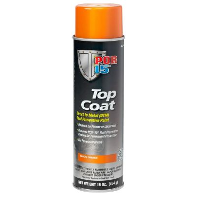 POI46218 image(0) - POR-15 INC 46218 Top Coat DTM Paint, 15 oz Aerosol Can, Safety Orange, Liquid, 30 to 60 min Curing