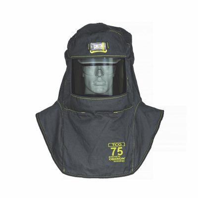 OBRTCG75-CCHVSL image(0) - OBERON Hood with Hard Cap - Arc Flash - 75 Cal TCG - With Fresh Air Arc Flash Hood Ventilation System & Light - Canadian - Color: Black - Window: True Color Grey (TCG)