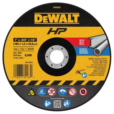 DWTDW8065 image(0) - DEWALT High-Performance Cutting Wheels