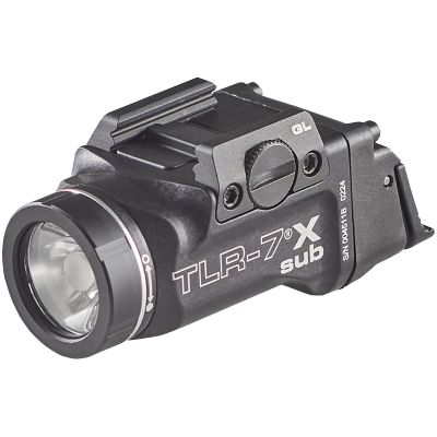 STL69400 image(0) - Streamlight TLR-7 X Sub (GLOCK 43X/48 MOS | 43X/48 Rail) - Includes Mounting Kit with Key, Multi-Tool and (1) CR123A Lithium Battery - Black