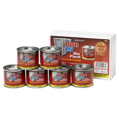 POI45006 image(0) - POR-15 INC 45006 High Performance Rust Preventive Coating, 4 oz Can, 6/pk, Gloss Black, 250 to 450 sq-ft/gal Coverage