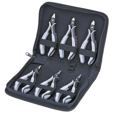 KNP002016PESD image(0) - KNIPEX 6 Pc Electronics ESD Pliers Set in Zipper Pouch