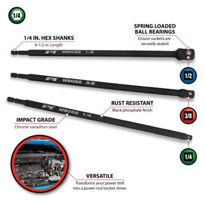 WLMW9052 image(1) - Wilmar Corp. / Performance Tool 3pc 10" Socket Adapter Set