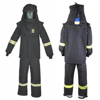 OBRTCG6B-5XL image(0) - OBERON Suit Kit - Arc Flash - 100 Cal TCG  - Comes with Hood, Coat and Bib Coveralls - Color: Black - Size: 5XL