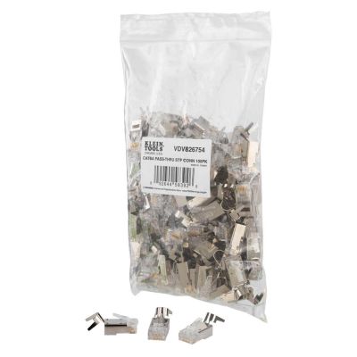 KLEVDV826754 image(0) - Klein Tools Pass-Thru&trade; Modular Data Plug, RJ45-CAT6A, Shielded (STP), 100-Pack