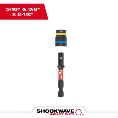 MLW49-66-4543 image(0) - Milwaukee Tool SHOCKWAVE Impact Duty 5/16&rdquo; and 3/8&rdquo; x 2-1/2&rdquo; QUIK-CLEAR 2-in-1 Magnetic Nut Driver
