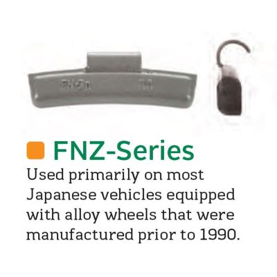 PWWFN055Z image(0) - Wegmann Automotive 55 g Zinc Coated Clip-on FNZ Orange Series Wheel Weight (Box of 25)