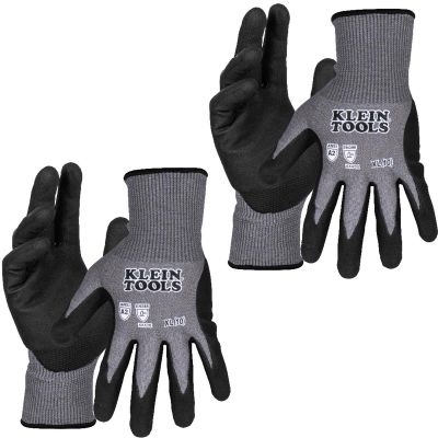 KLE60584 image(0) - Klein Tools Knit Dipped Gloves, Cut Level A2, Touchscreen, Medium, 2-Pair