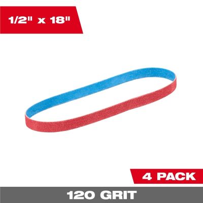 MLW48-80-9120 image(0) - Milwaukee Tool 1/2 Inch x 18 Inch 120 Grit Bandfile Belts &hyphen; 4 pack