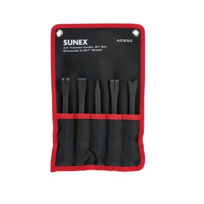 SUNACS5C image(0) - SUNEX Air Hammer Chisel 7 Inch Cutting 5 Piece Set in Portable Tool Roll
