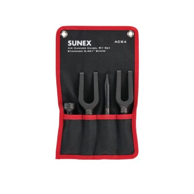 SUNACS4 image(0) - SUNEX Air Hammer Chisel Pneumatic Separator 4 Piece Set in Portable Tool Roll