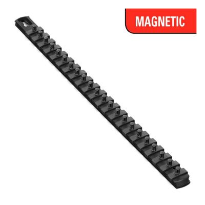 ERN8420M image(0) - Ernst Mfg. 18 Inch Magnetic Socket Organizer with 22 Twist Lock Clips - 1/4 Inch - Black
