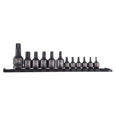 SUN1820SA image(0) - SUNEX 12-Piece Star Impact Socket Set on Rail - 1/4 Inch, 3/8 Inch, and 1/2 Inch Drive