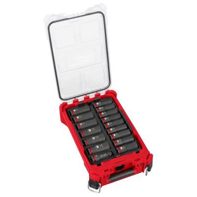 MLW49-66-6803 image(0) - Milwaukee Tool SHOCKWAVE Impact Duty Socket 1/2&rdquo; Dr 16PC MM PACKOUT Set