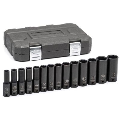 KDT84955N image(1) - GearWrench 14 Piece 1/2 Inch Drive 6 Point Deep Impact Metric Socket Set
