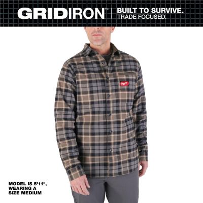 MLWM551G-S image(0) - Milwaukee Tool GRIDIRON Flannel Shirt - Gray - S