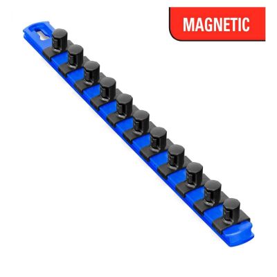 ERN8419M image(0) - Ernst Mfg. 13 Inch Magnetic Socket Organizer with 11 Twist Lock Clips - 1/2 Inch - Blue