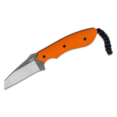 CRK2399 image(0) - CRKT (Columbia River Knife) S.P.I.T. (Small. Pocket. Inverted. Tanto.) 8Cr13MoV Stonewash Plain Blade Fixed Blade Knife with Sheath G10 Handle - Orange