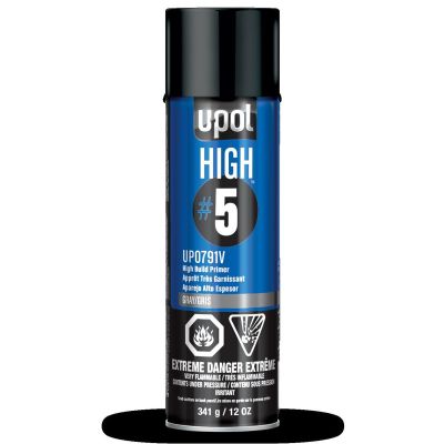 UPO0791V image(0) - U Pol Products UP0791V HIGH #5 High-Build Primer, 450 mL, Gray, 21.5 sq-ft Coverage, 60 min Dry Curing