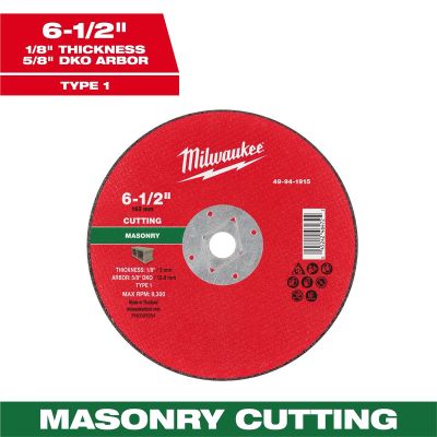 MLW49-94-1915 image(0) - Milwaukee Tool 6-1/2" x 1/8" x 5/8" DKO Masonry Cut Off Wheel -Type 1