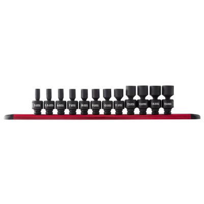 SUN1814 image(0) - SUNEX SOCKET SET IMPACT 1/4IN. DRIVE 12 PC UNIV METRIC
